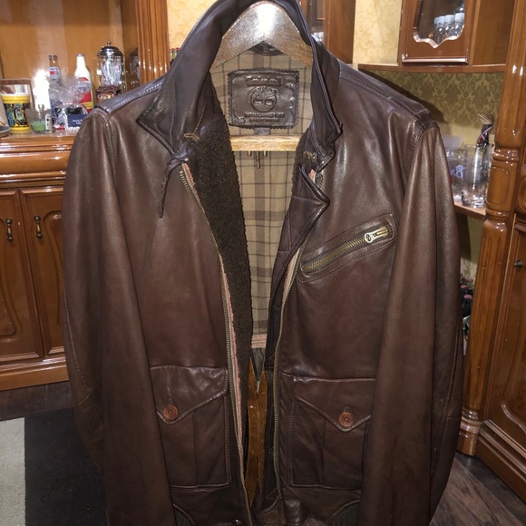 🔥Timberland🔥Leather🔥Jacket/Coat🔥 - Picture 1 of 16